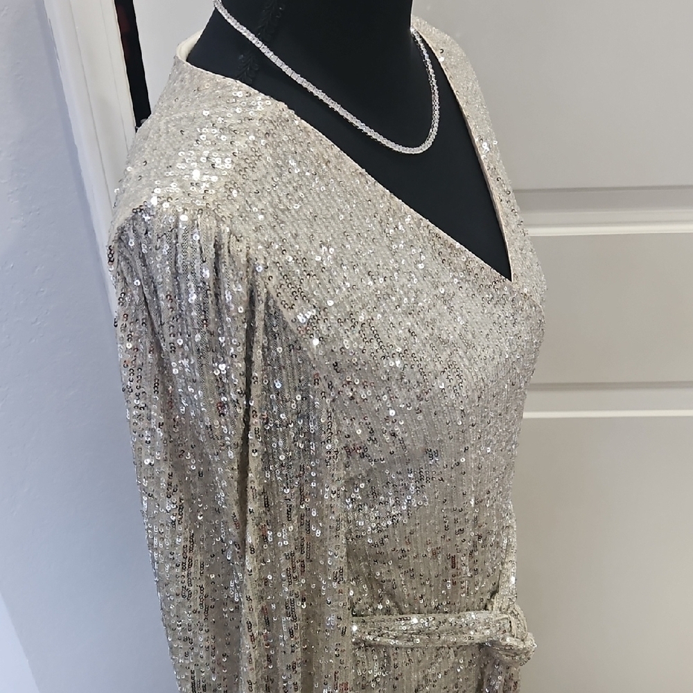 Gianni Bini Silver Sparkle Date Night Girls Night Fabulous Dress - Picture 6 of 12